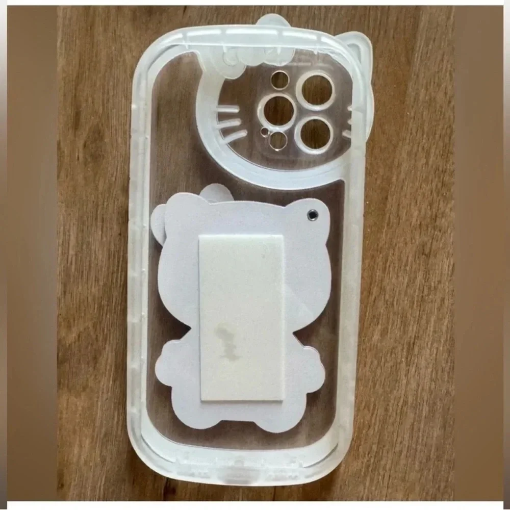 HELLO KITTY PHONE CASE WITH MIRROR Glitter CUTE WHITE PINK IPHONE 13 PRO NEW